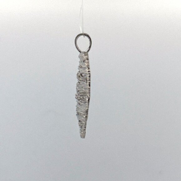 Estate Sterling Silver 925 Heart Pendant Textured Lines & CZ, 36.6mm, 6.7g - Picture 4 of 8